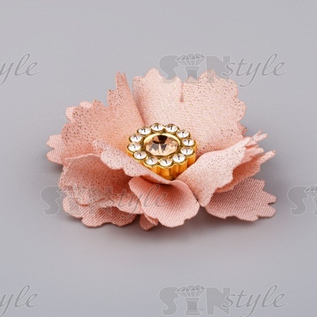 Цветочки декоративные со стразами, цвет персиковый, диаметр 35 мм. фото 2