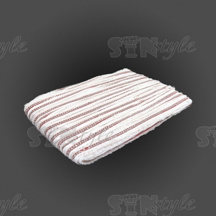 Декоративная тесьма букле с бахромой белого цвета, украшена белыми стразами на красной полоске, ширина 20 мм, намотка 45 ярдов фото 2