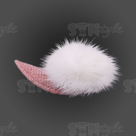 Аппликация 3D "Ушки" с мехом, цвет грязно-розовый, размер 30х35 мм фото 2