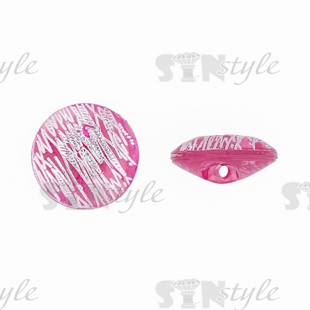 Пуговица пластиковая на полуножке, размер 20L, форма круглая, цвет малиновый+серебряный фото 1