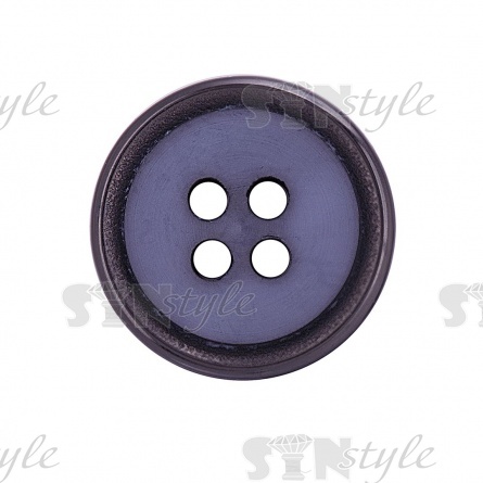 Пуговица пластиковая на четыре прокола, черная/синяя, 24L фото 2