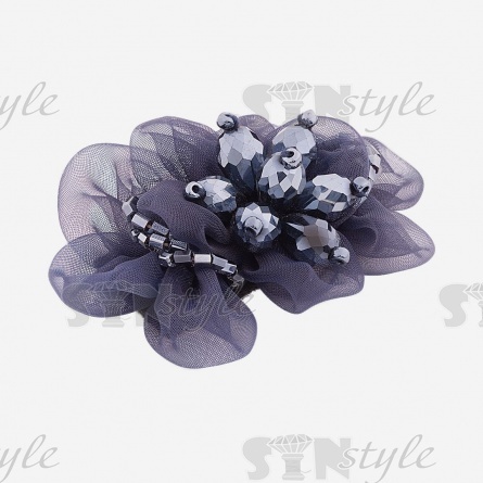 Аппликация с элементами из бисера, цвет темно-синий, размер 70х50 мм фото 2