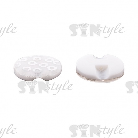 Пуговица пластиковая на полуножке, размер 24L, основа белая, пайетки серебряные фото 2