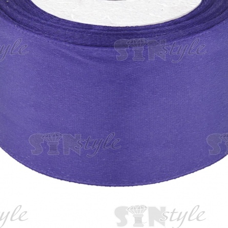 Декоративная лента атласная, ширина 50 мм, намотка 25 ярдов, цвет темно-сирененевый (№121) фото 2