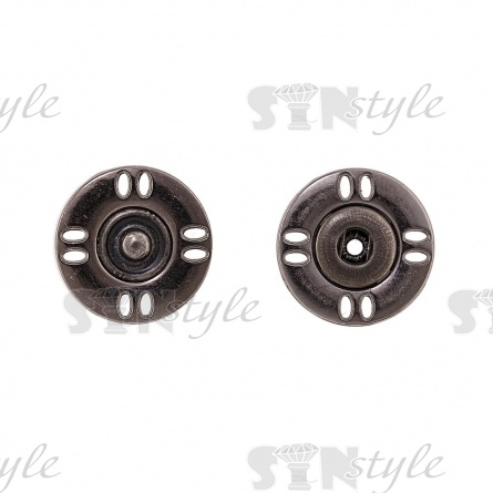 Кнопки пришивные, металлические №8, размер 18 мм, цвет черный никель фото 1