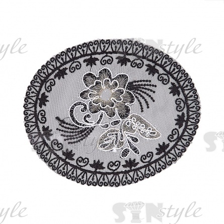 Аппликация кружевная пришивная, цвет черный, размер 165 мм х 195 мм фото 1