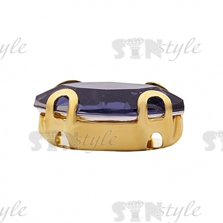 Стразы пришивные акриловые в цапах, форма лодочка, цвет золото+темно-синий, размер 5х10 мм, 200 шт/уп фото 2