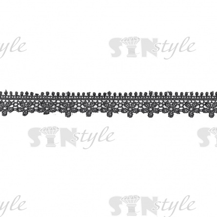 Кружево ажурное, нежная цветочная гирлянда с резными краями,  ширина 30 мм, цвет черный, намотка 15 ярдов фото 1