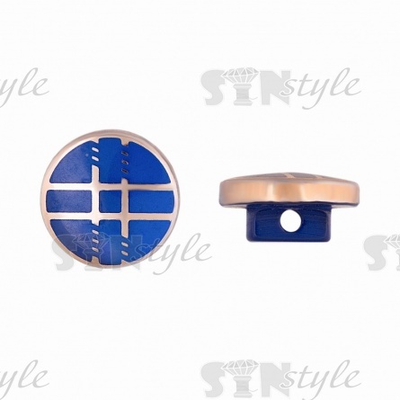 Пуговица пластиковая на ножке, размер 20L, цвет синий с золотом фото 1