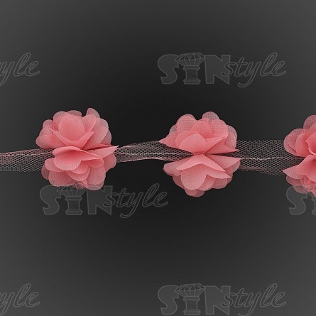 Кружево "Цветочки", ширина 60 мм, цвет пыльно-розовый (50), намотка 10 ярдов фото 3