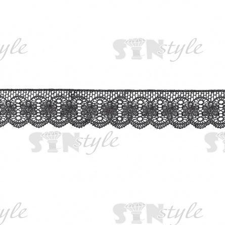 Кружево ажурное, нежная воздушная гирлянда с причудливым узором и резным краем, ширина 40 мм, цвет черный, намотка 15 ярдов фото 1