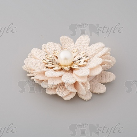 Цветочки декоративные, цвет шампань, диаметр 45 мм,  фото 2