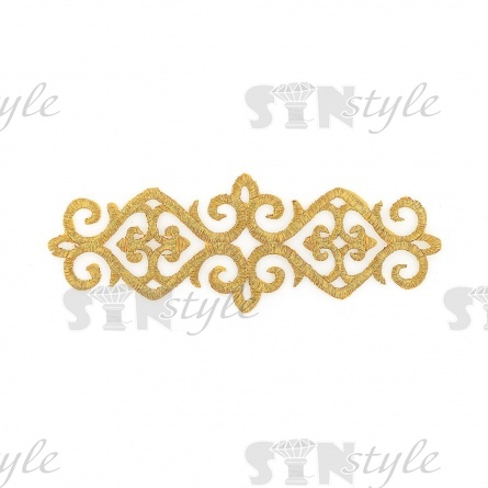 Термоаппликация орнамент, цвет золотой, размер 185х70 мм фото 1