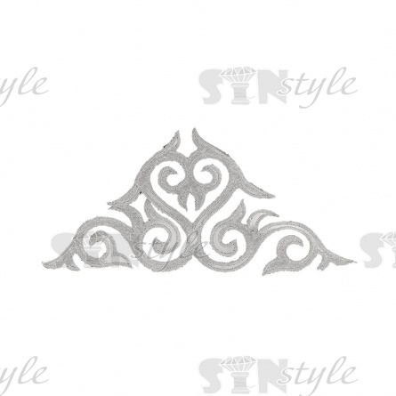 Термоаппликация орнамент, цвет серебряный, размер 240х115 мм фото 1