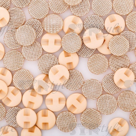 Пуговица пластиковая на полуножке, размер 20L, цвет бежевый с блестками фото 3