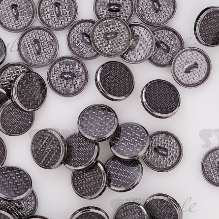 Пуговица металлическая на ножке, темный никель с черным, 28L фото 4