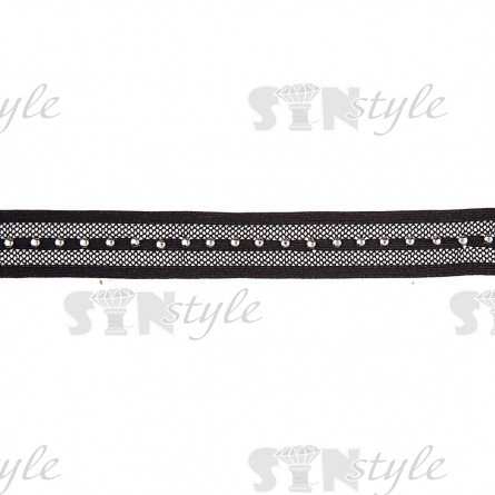 Тесьма отделочная эластичная с клепками, цвет черный, ширина 25 мм, намотка 15 ярдов  фото 2