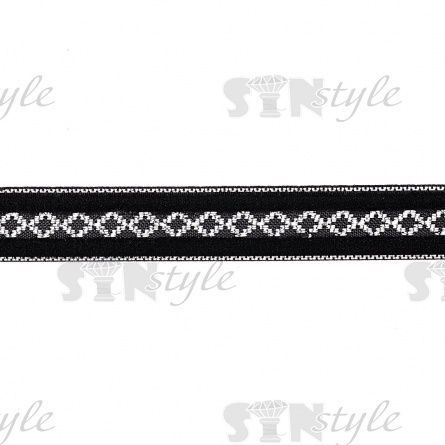 Лента бархатная с люрексом, ширина 15 мм, цвет черный с серебряным, намотка 50 ярдов фото 1