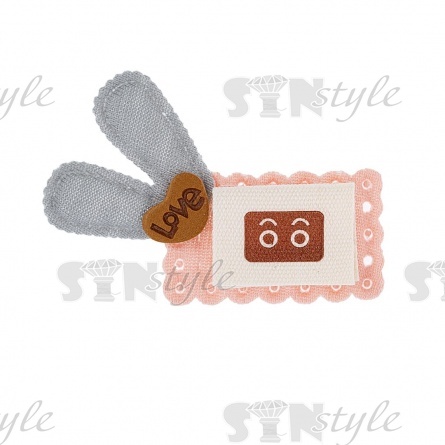 Аппликация 3D "Рамка с ушками", цвет грязно-розовый+серый, размер 50х40 мм фото 1