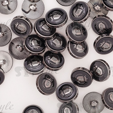 Пуговица пластиковая на ножке, размер 28L, цвет никель+черный фото 3