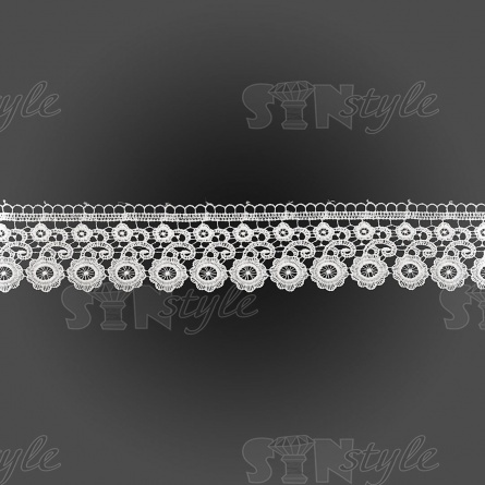 Нежное ажурное кружево с цветочным орнаментом, ширина 55 мм, цвет белый, намотка 15 ярдов фото 1