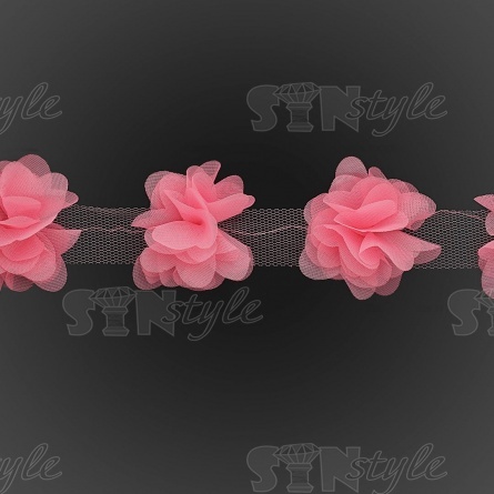 Кружево "Цветочки", ширина 60 мм, цвет розовый (107), намотка 10 ярдов фото 3