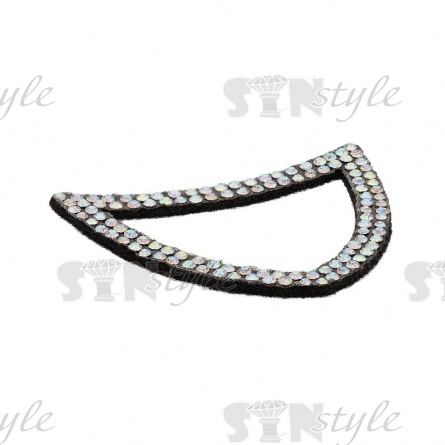 Аппликация "Ушки" из страз, на фетровой основе, размер 54 мм х 40 мм, цвет черный+радужные стразы  фото 2