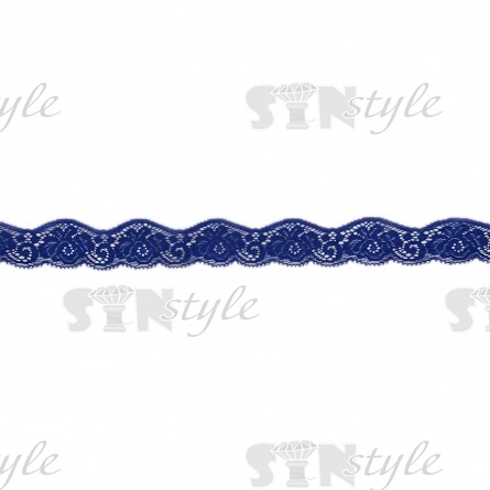 Кружево эластичное, ширина 33 мм, цвет синий, намотка 15 ярдов, материал лайкра  фото 1