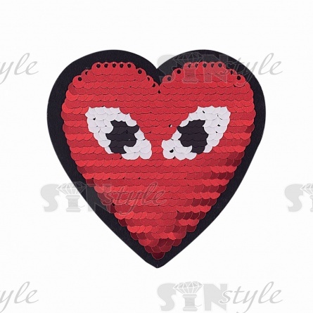 Термоаппликация-перевертыш из двухсторонних пайеток "Сердечко", размер 80х80 мм фото 1