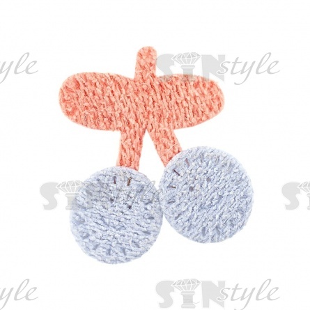 Аппликация 3D "Вишенки", цвет грязно-розовый + голубой, размер 30х33 мм фото 1