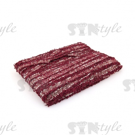 Декоративная тесьма букле с люрексом и бахромой, ширина 25 мм, цвет бордовый, намотка 45 ярдов фото 3