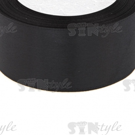 Декоративная лента атласная, ширина 38 мм, намотка 25 ярдов, цвет черный (№039) фото 2