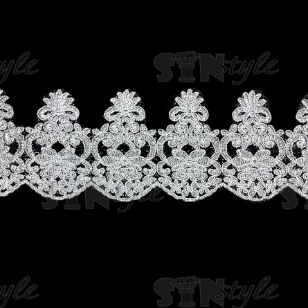 Кружево гипюр, тонкое изящное кружево с цветочным узором, ширина 120 мм, намотка 10 ярдов, цвет сияющий белый фото 1