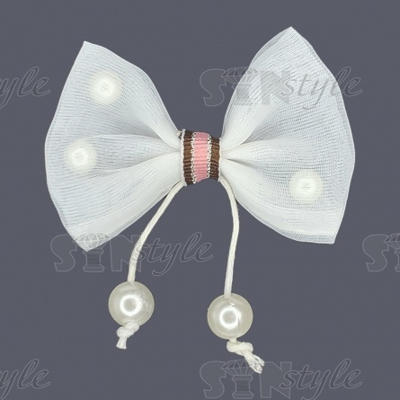 Аппликация 3D "Бантик", цвет белый, размер 60х40 мм фото 1