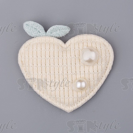 Аппликация 3D "Сердечко", цвет шампань, размер 40х40 мм фото 2