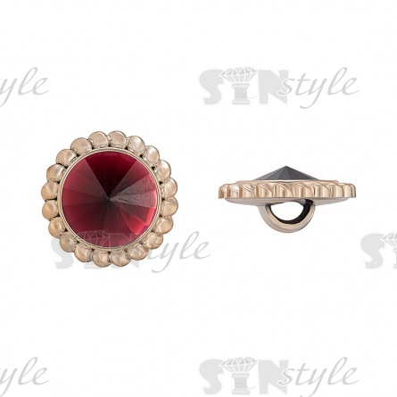 Пуговица пластиковая на ножке круглая, размер 34L, цвет золотой+бордовый фото 1