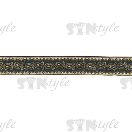 Жаккардовая лента, ширина 25 мм, намотка 10 м, цвет темно-бирюзовый фото 1