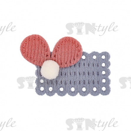 Аппликация 3D "Ушки", цвет серый+грязно-розовый, размер 40х25 мм фото 1