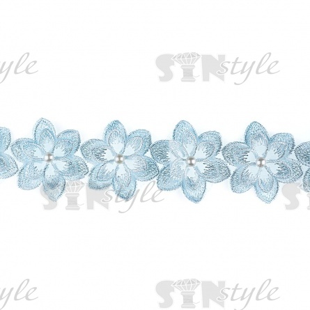 Цветочки из капроновой ленты, размер 45 мм, намотка 20 ярдов, цвет голубой (№15) фото 3