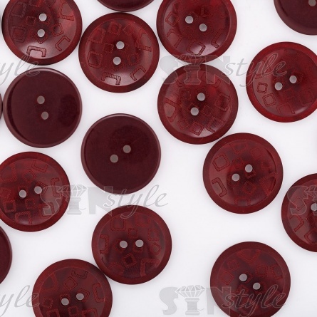 Пуговица пластиковая на два прокола, бордовая, 40L фото 4