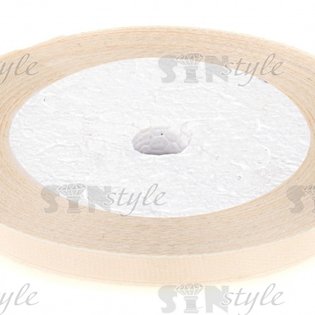 Декоративная лента атласная, ширина 6 мм, намотка 25 ярдов, цвет светло-бежевый (№008) фото 2