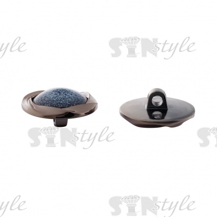 Пуговица пластиковая на ножке, размер 44L, основа цвета темный никель, вставка серая фото 2