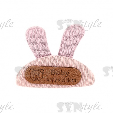 Аппликация 3D "Ушки", цвет грязно--розовый, размер 45х35 мм фото 1