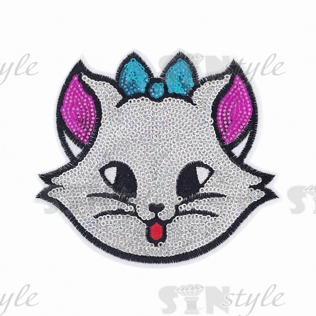Термоаппликация "Кошка" с пайетками, размер 122х106 мм фото 1