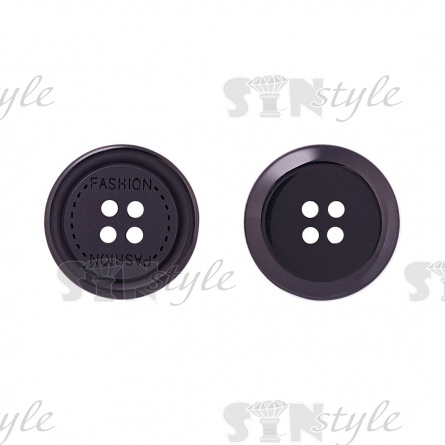 Пуговица пластиковая на четыре прокола FASHION, черная, 34L фото 1