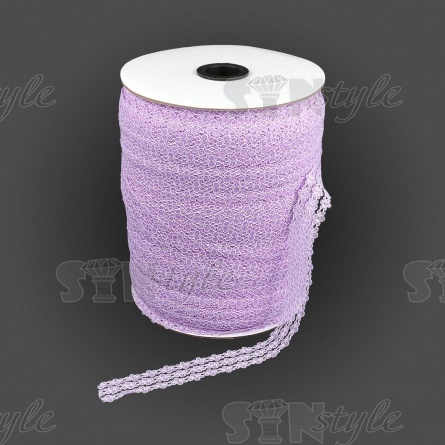 Кружево на сетке с цветочным рисунком, цвет сиреневый (№10), намотка 300 ярдов, ширина 25 мм  фото 1