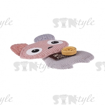 Аппликация 3D "Котик", цвет серый+грязно-розовый, размер 50х35 мм фото 2
