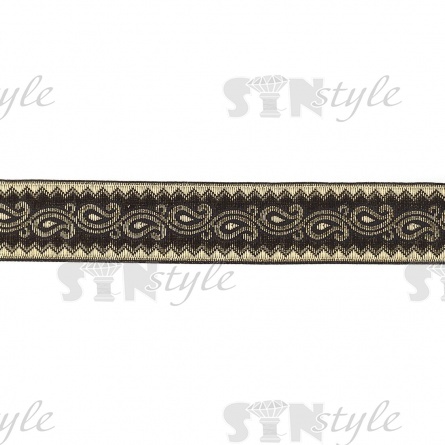 Жаккардовая лента, ширина 25 мм, намотка 10 м, цвет черный фото 2