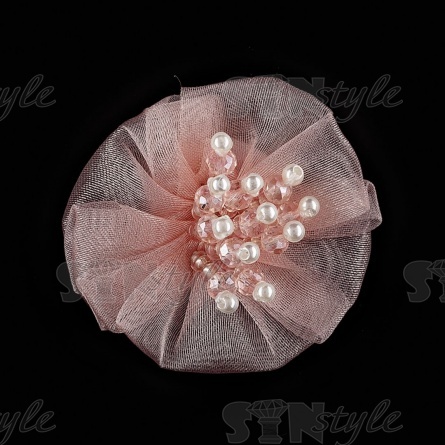 Аппликация с элементами из бисера и страз, цвет розовый, размер 50 мм фото 1