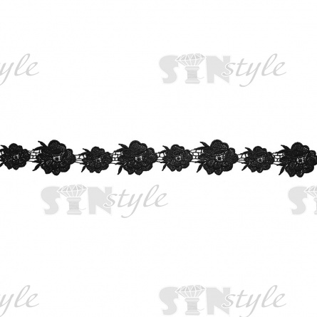 Кружево вязаное ажурное, ширина 50 мм, цвет черный, намотка 15 ярдов фото 2